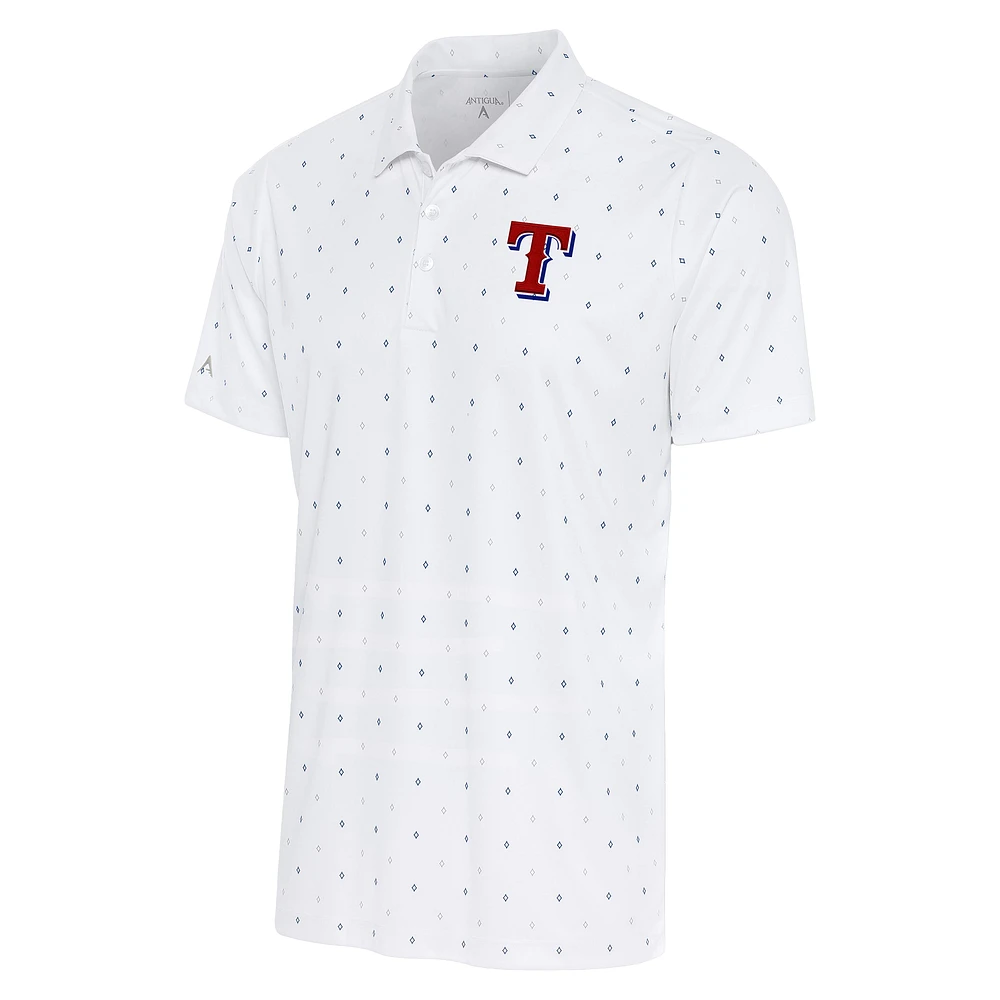 Men's Antigua White/Navy Texas Rangers 19th Hole Polo