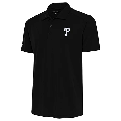 Men's Antigua Black Philadelphia Phillies Apex Polo