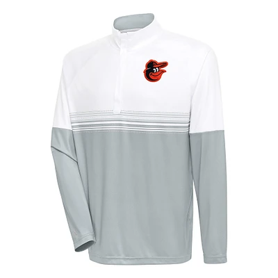 Men's Antigua White/ Baltimore Orioles Bender Quarter-Zip Pullover Top