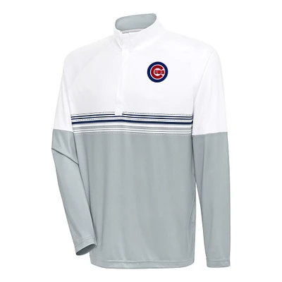 Men's Antigua White/Navy Chicago Cubs Bender Quarter-Zip Pullover Top