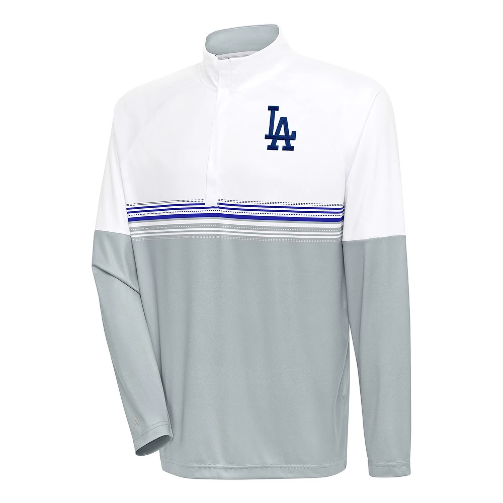 Men's Antigua White/Royal Los Angeles Dodgers Bender Quarter-Zip Pullover Top