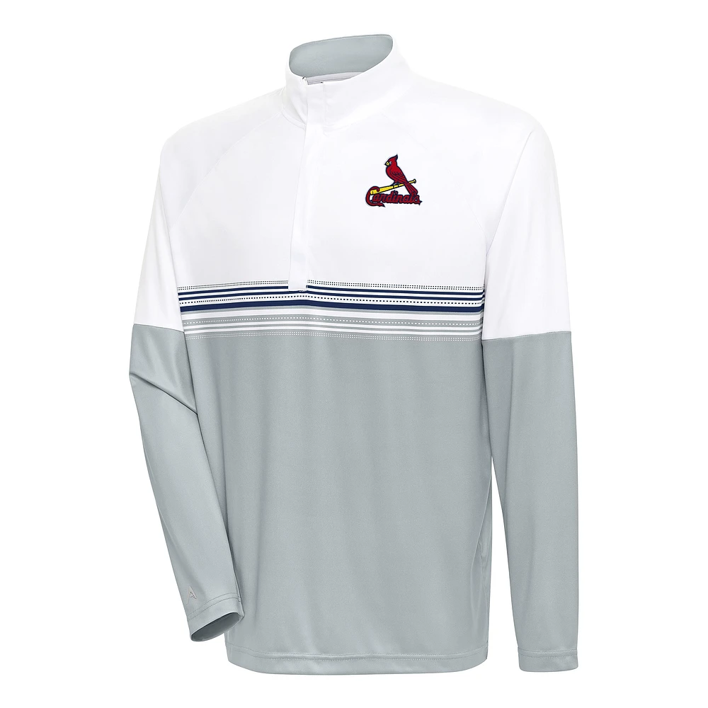Men's Antigua White/Navy St. Louis Cardinals Bender Quarter-Zip Pullover Top