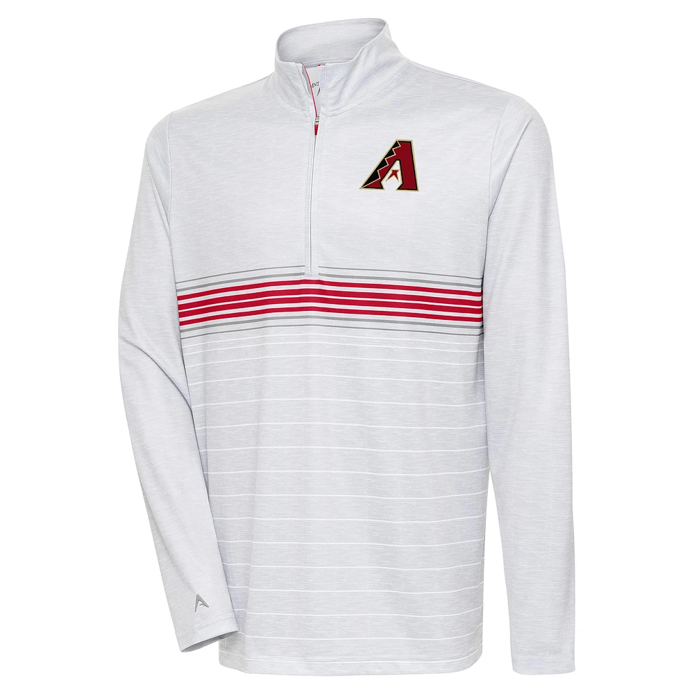 Men's Antigua Heather Gray/Red Arizona Diamondbacks Bullseye Quarter-Zip Pullover Top
