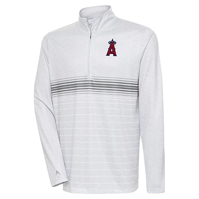 Men's Antigua Heather Gray/Steel Los Angeles Angels Bullseye Quarter-Zip Pullover Top