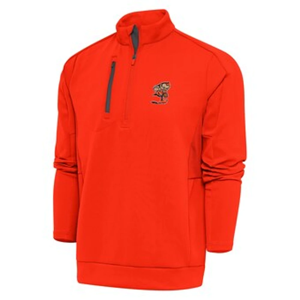 Men's Antigua Cleveland Browns Team Logo Generation Quarter-Zip Pullover Jacket