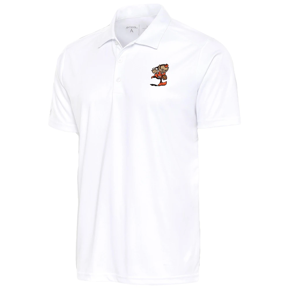 Men's Antigua White Cleveland Browns Team Logo Tribute Polo