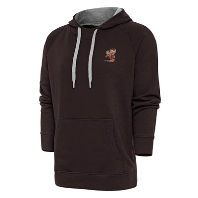 Men's Antigua Brown Cleveland Browns Team Logo Victory Pullover Hoodie