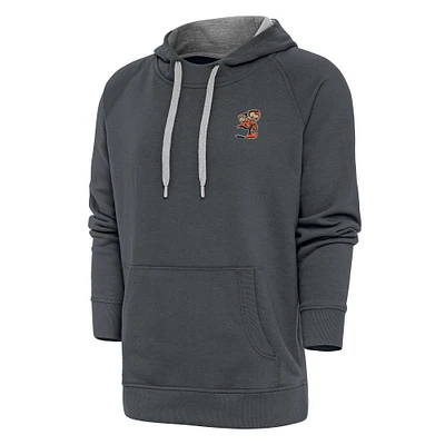 Men's Antigua Charcoal Cleveland Browns Team Logo Victory Pullover Hoodie
