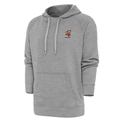 Men's Antigua Heather Gray Cleveland Browns Team Logo Victory Pullover Hoodie