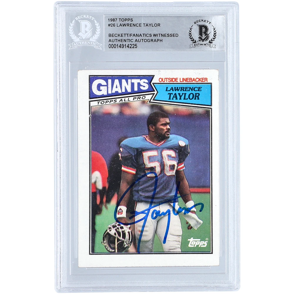 Lawrence Taylor New York Giants Autographed 1987 Topps #26 Beckett Fanatics Witnessed Authenticated Card