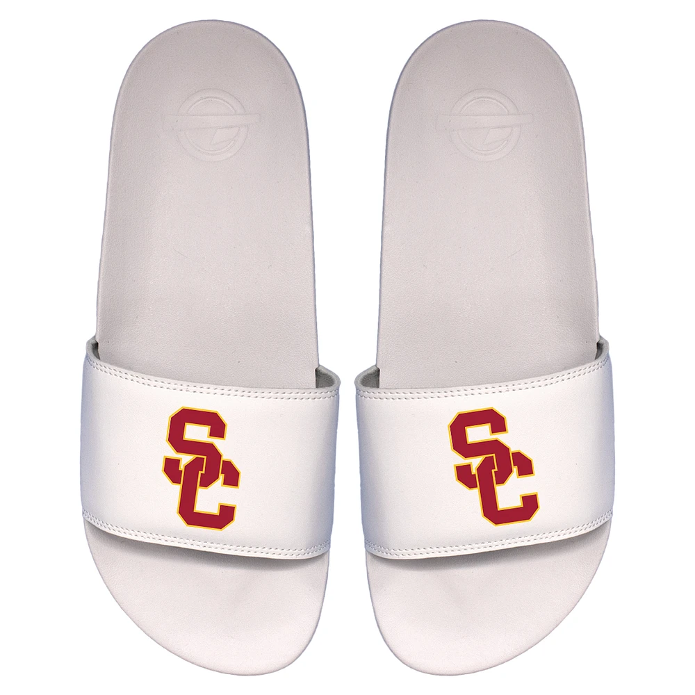 Men's ISlide White USC Trojans Primary Logo Motto Slide Sandals