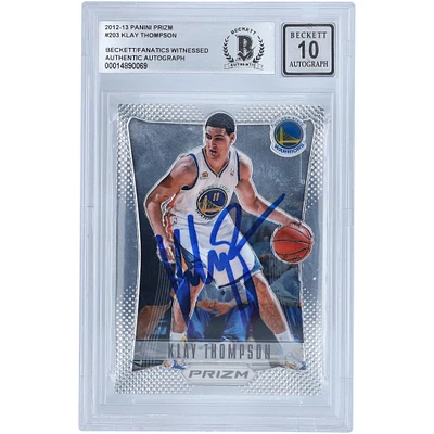 Klay Thompson Golden State Warriors Autographed 2012-13 Panini Prizm #203 Beckett Fanatics Witnessed Authenticated 10 Rookie Card
