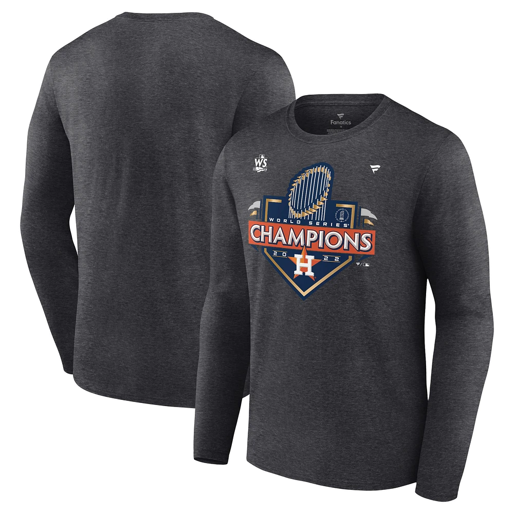 Men's Fanatics Heather Charcoal Houston Astros 2022 World Series Champions Locker Room Big & Tall Long Sleeve T-Shirt