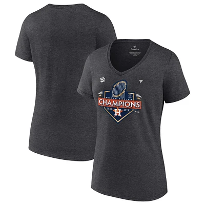 Women's Fanatics Heather Charcoal Houston Astros 2022 World Series Champions Locker Room Plus V-Neck T-Shirt