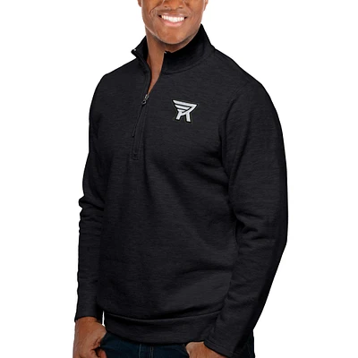 Men's Antigua Heather Black Rochester Knighthawks Gambit Quarter-Zip Pullover Top