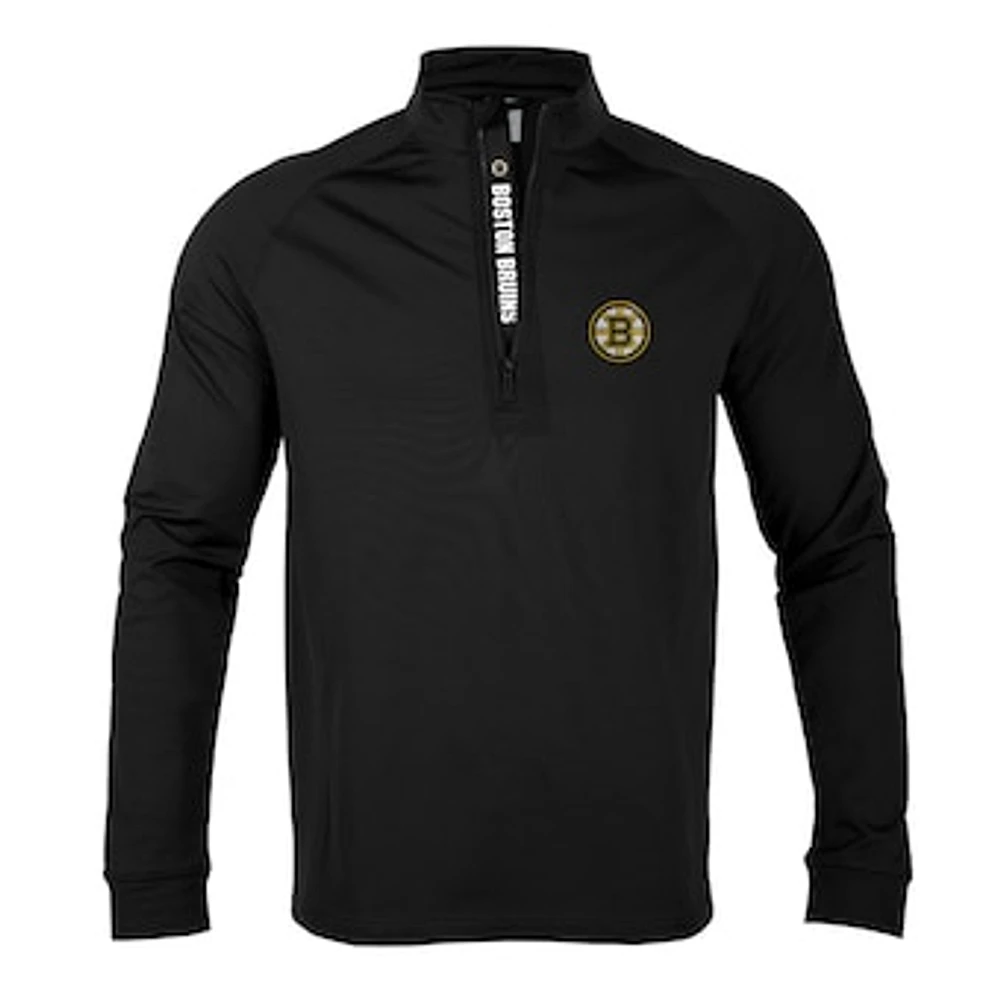 Men's Levelwear Black Boston Bruins Calibre Icon Mantra Quarter-Zip Pullover Top
