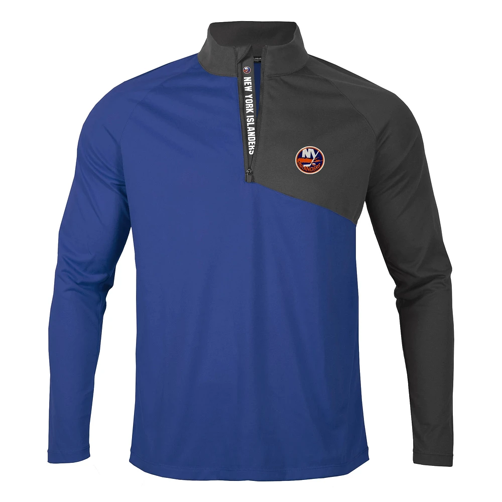 Men's Levelwear Royal/Charcoal New York Islanders Pinnacle Icon Mantra Quarter-Zip Pullover Top