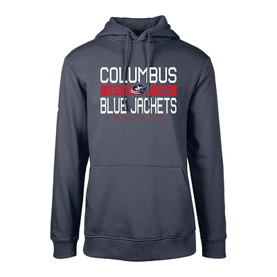 Men's Levelwear Navy Columbus Blue Jackets Podium Dugout Fleece Pullover Hoodie