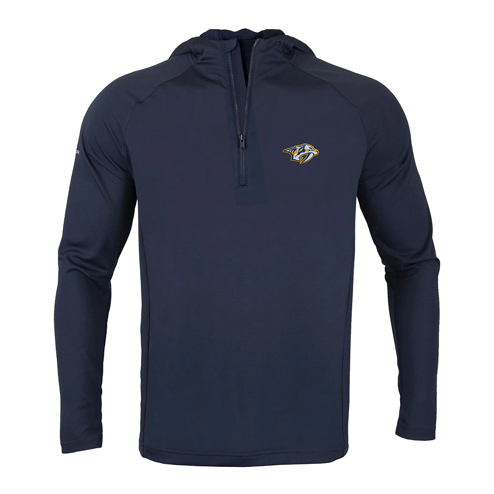 Men's Levelwear Navy Nashville Predators Zander Insignia Core Quarter-Zip Pullover Hoodie