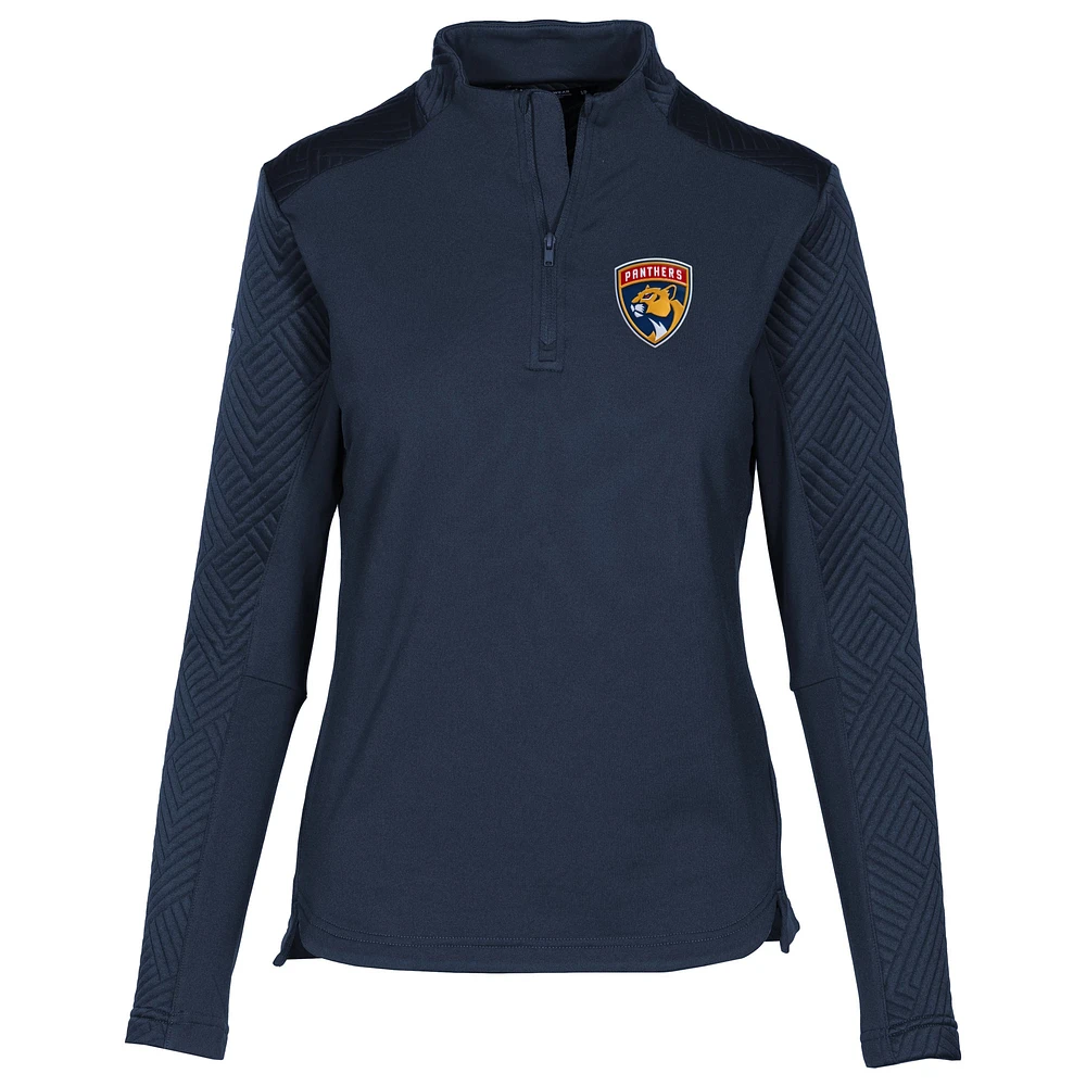 Women's Levelwear Navy Florida Panthers Daybreak Quilted Quarter-Zip Pullover Top