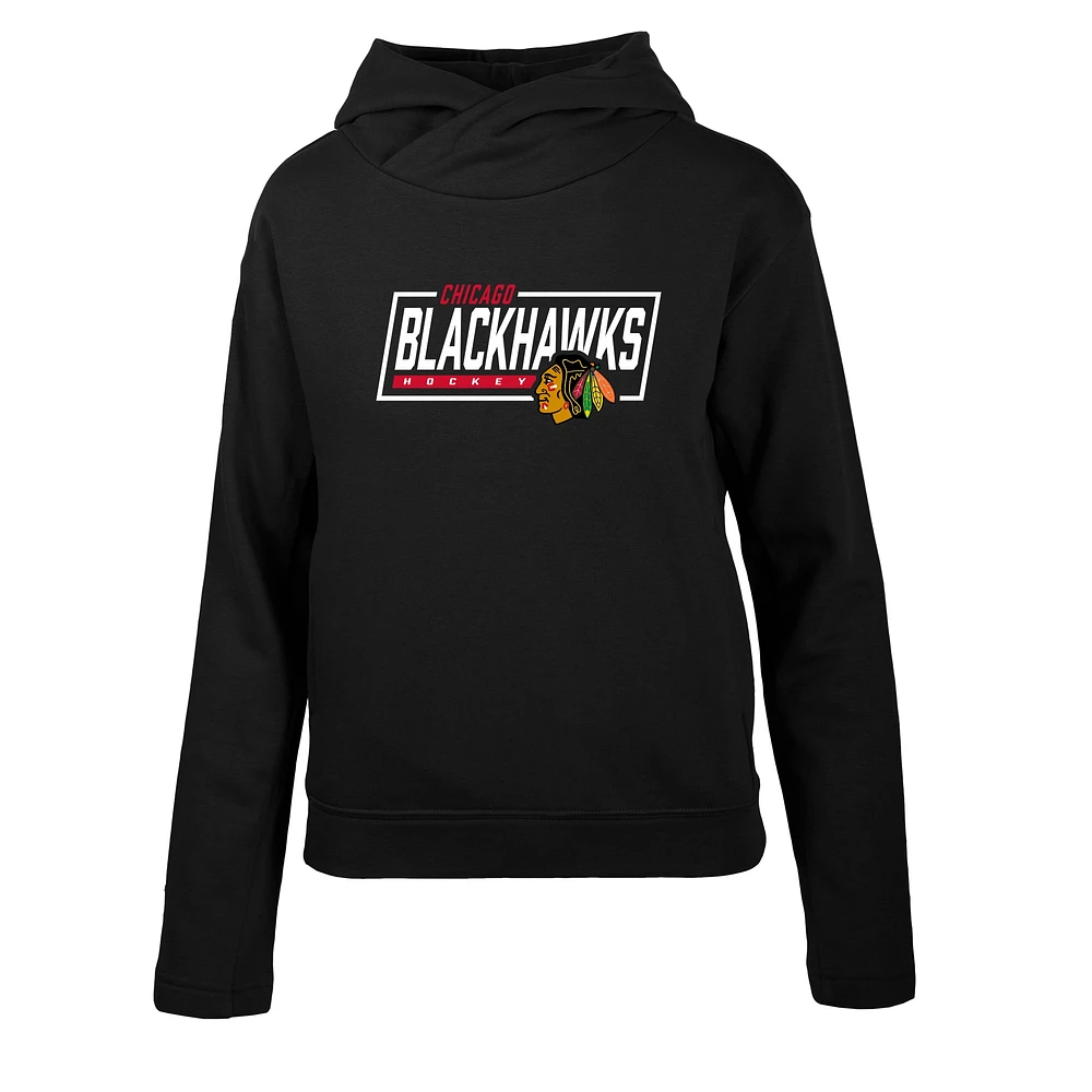 Women's Levelwear Black Chicago Blackhawks Verve Evian Pullover Hoodie