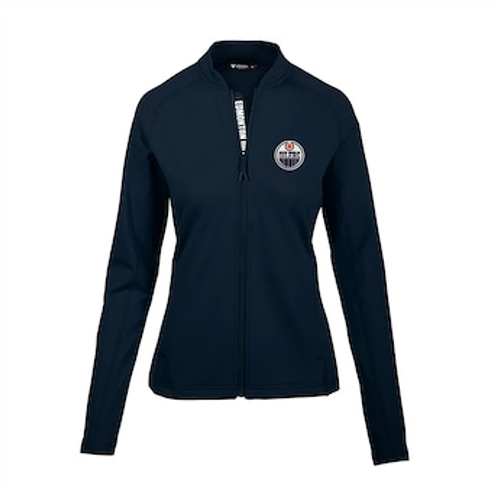 Women's Levelwear Navy Edmonton Oilers Ezra Icon Mantra Full-Zip Jacket