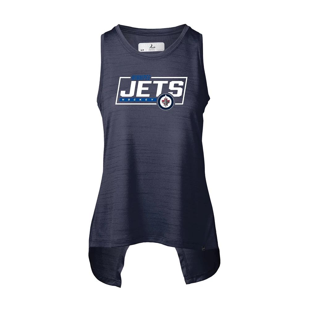 Women's Levelwear Heather Navy Winnipeg Jets Freedom Tank Top