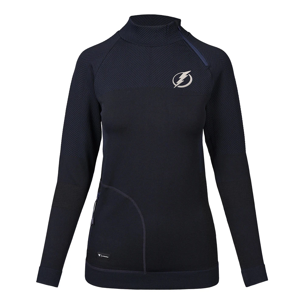 Women's Levelwear Navy Tampa Bay Lightning Asymmetrical Insignia Tri-Blend Quarter-Zip Pullover Top