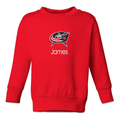 Toddler Red Columbus Blue Jackets Personalized Pullover Sweatshirt