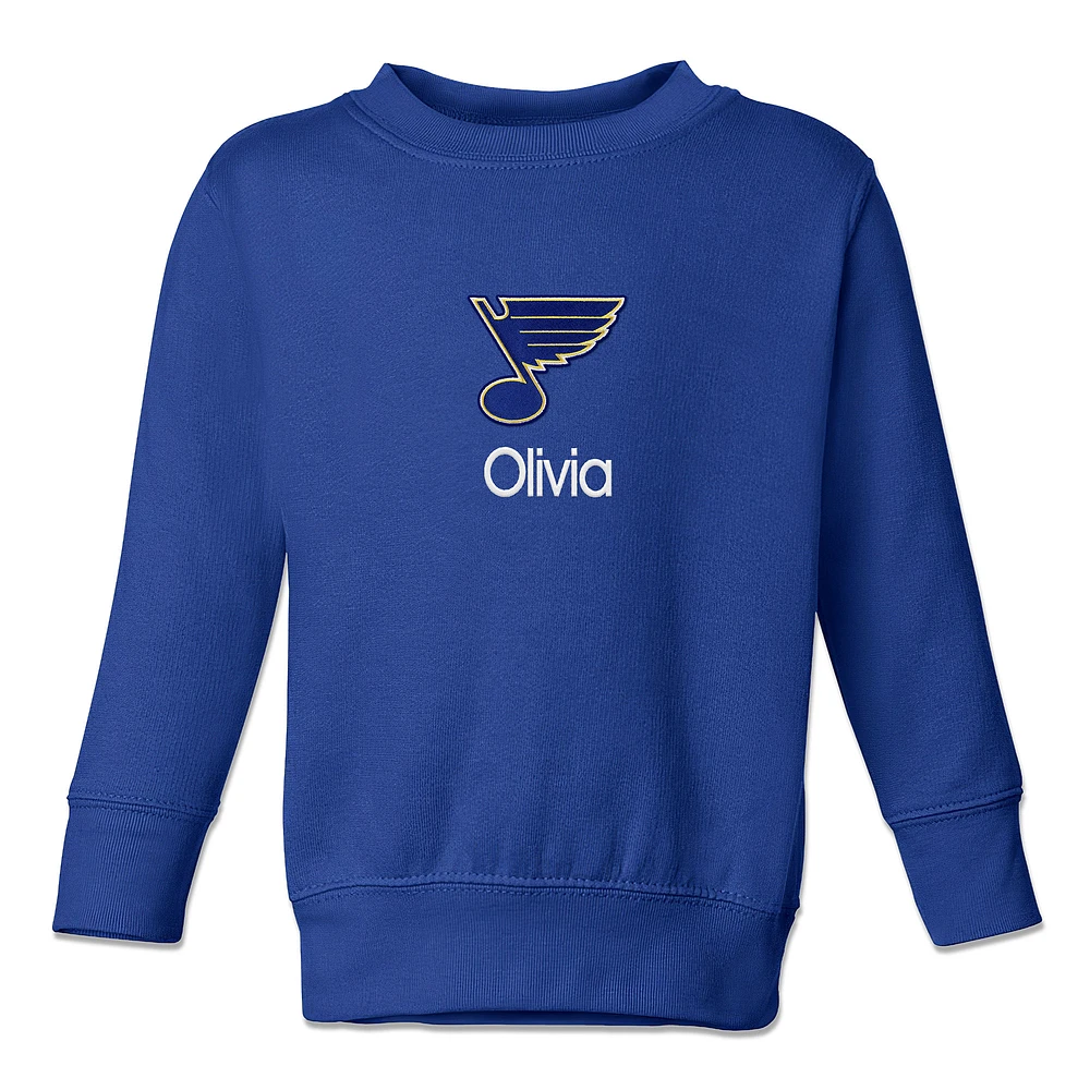 Toddler Blue St. Louis Blues Personalized Pullover Sweatshirt