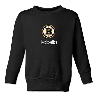 Toddler Black Boston Bruins Personalized Pullover Sweatshirt