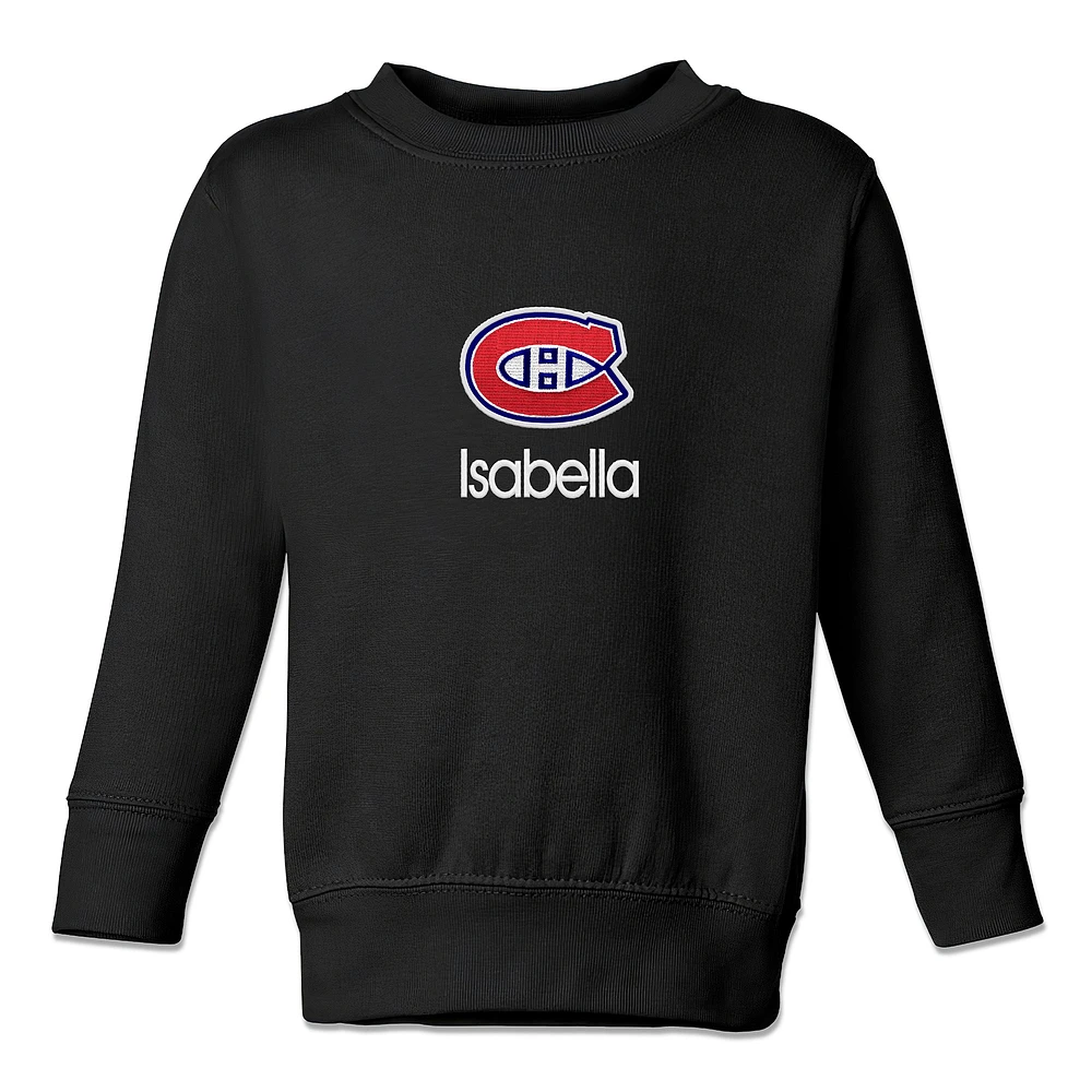 Toddler Black Montreal Canadiens Personalized Pullover Sweatshirt