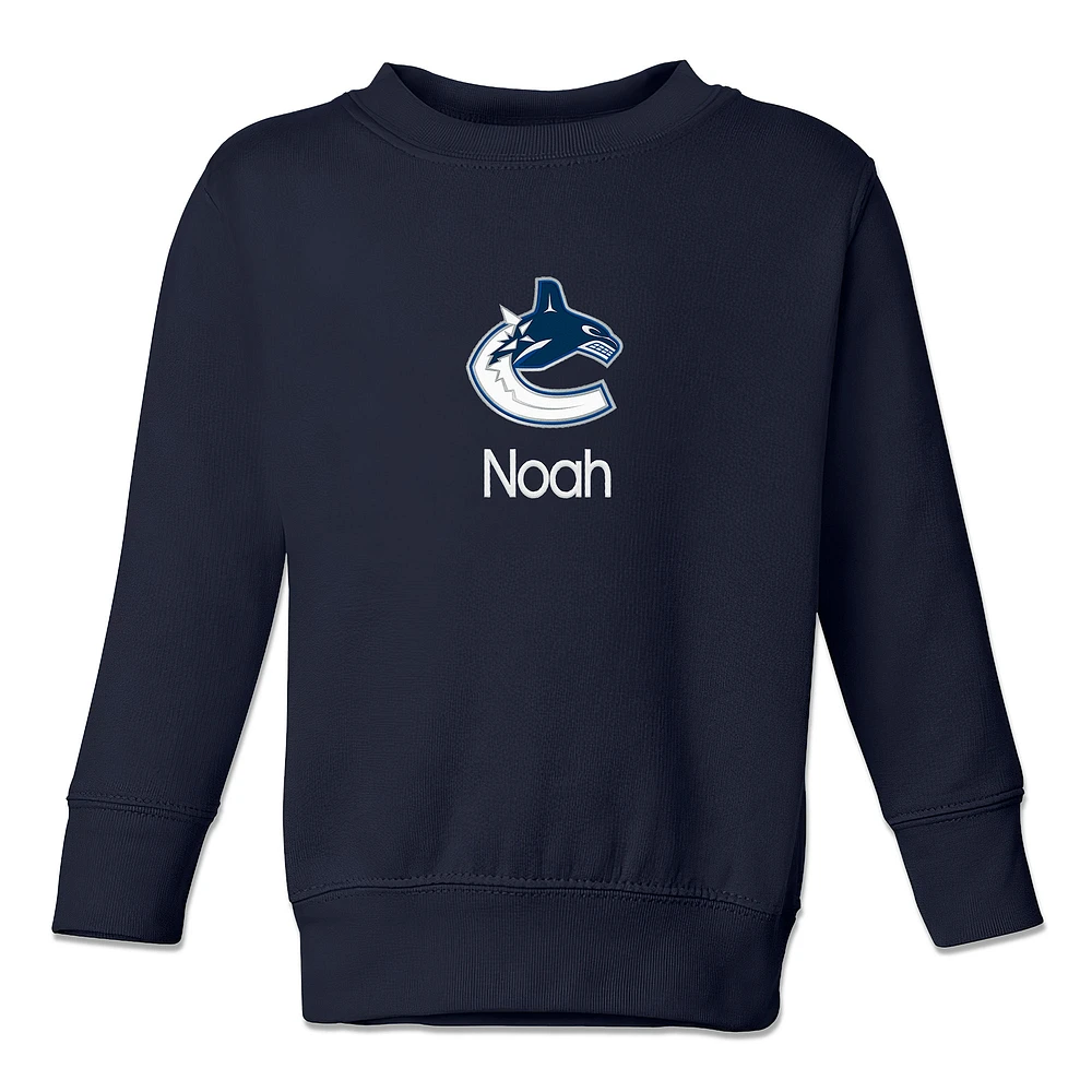 Toddler Navy Vancouver Canucks Personalized Pullover Sweatshirt
