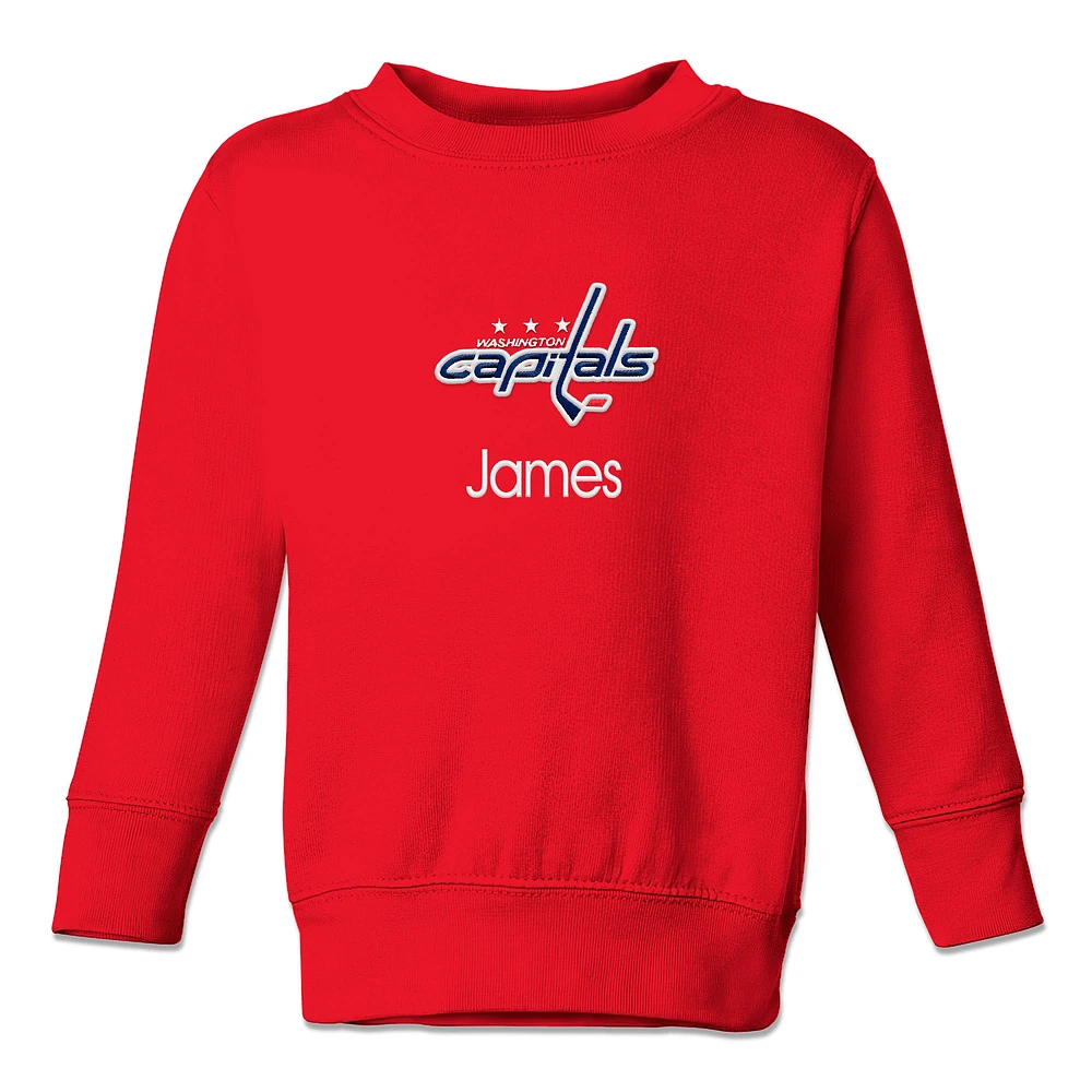 Toddler Red Washington Capitals Personalized Pullover Sweatshirt