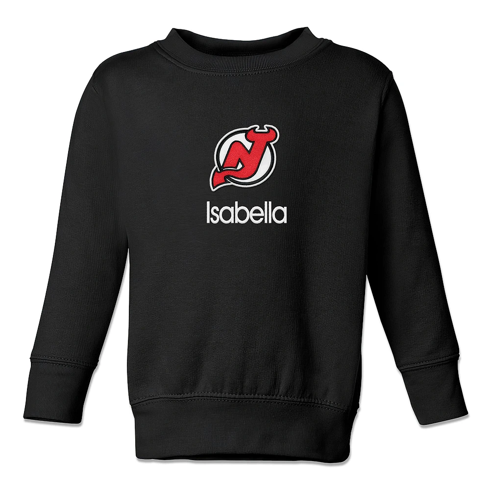 Toddler Black New Jersey Devils Personalized Pullover Sweatshirt