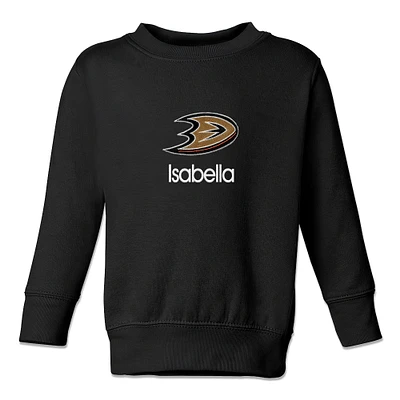 Toddler Black Anaheim Ducks Personalized Pullover Sweatshirt