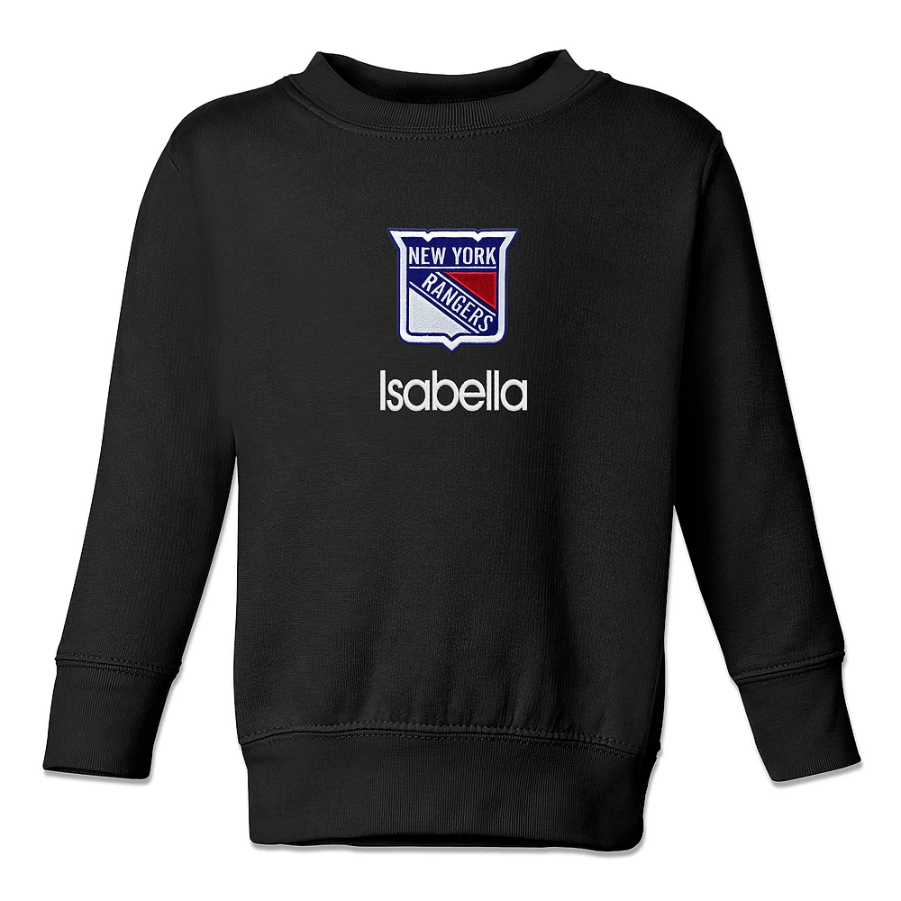 Toddler Black New York Rangers Personalized Pullover Sweatshirt