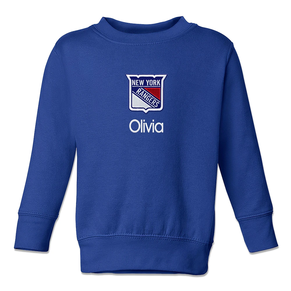 Toddler Blue New York Rangers Personalized Pullover Sweatshirt