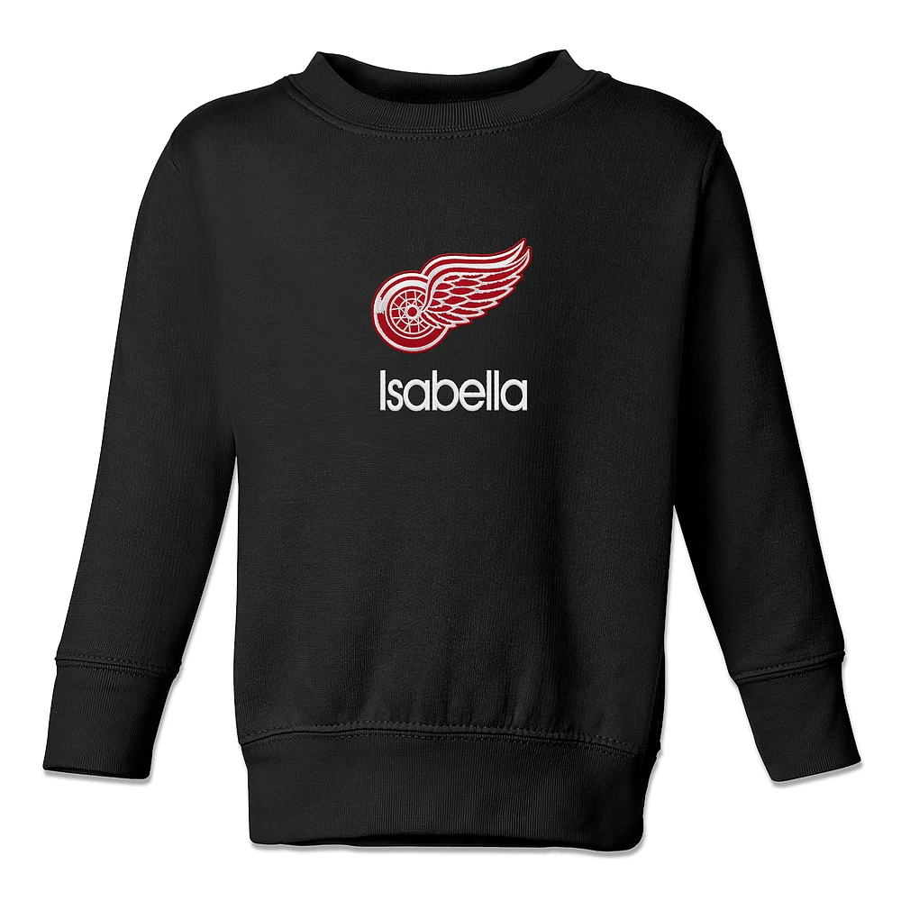 Toddler Black Detroit Red Wings Personalized Pullover Sweatshirt