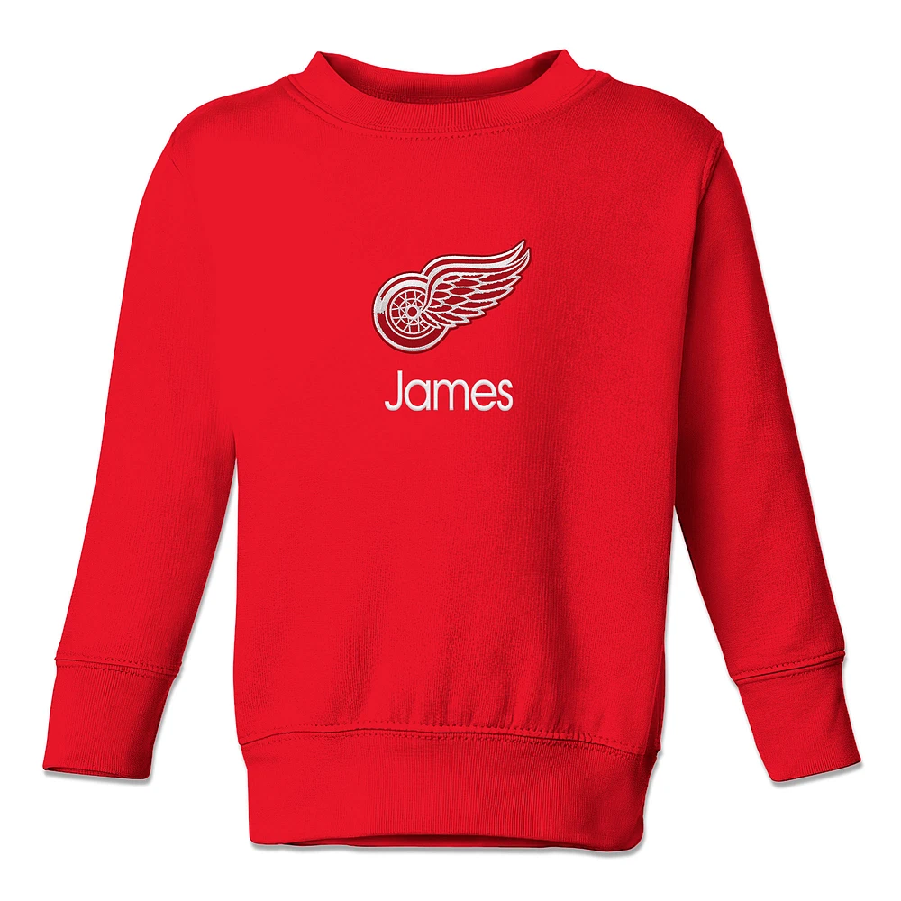 Toddler Red Detroit Wings Personalized Pullover Sweatshirt