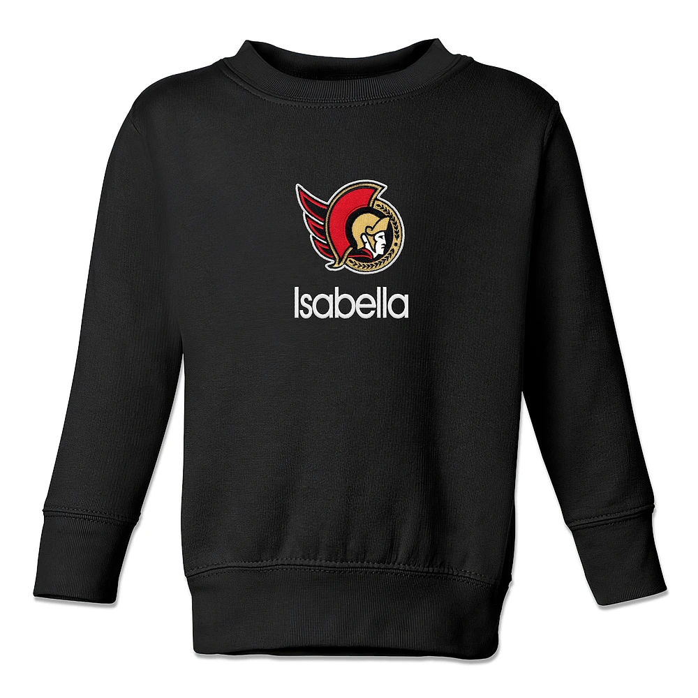 Toddler Black Ottawa Senators Personalized Pullover Sweatshirt