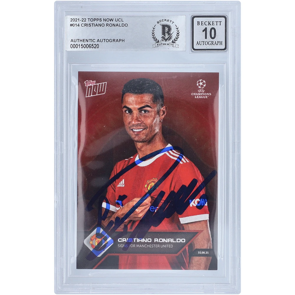 Cristiano Ronaldo Manchester United Autographed 2021-22 Topps Now UCL #014 BAS Authenticated 10 Card
