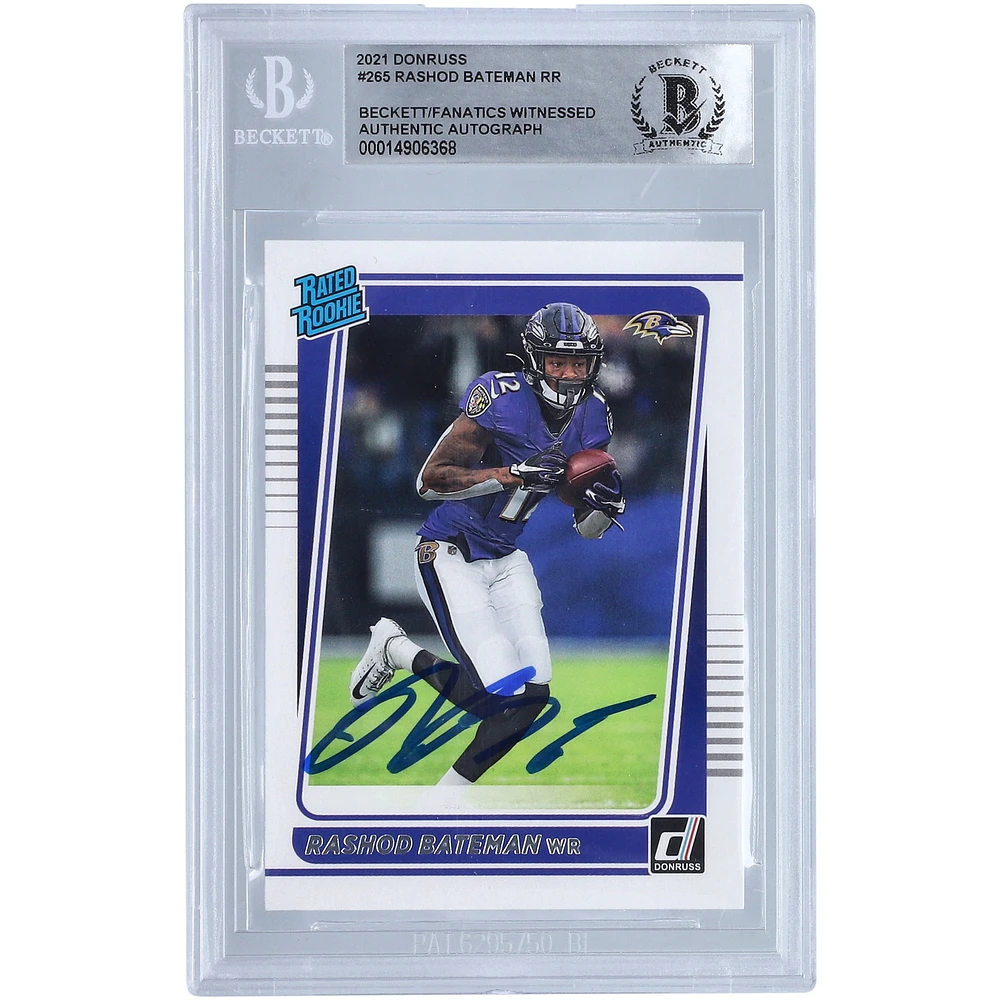 Rashod Bateman Baltimore Ravens Autographed 2021 Panini Donruss #265 Beckett Fanatics Witnessed Authenticated Rookie Card
