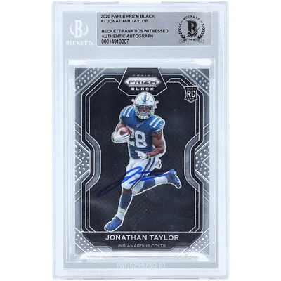 Jonathan Taylor Indianapolis Colts Autographed 2020 Panini Chronicles Prizm Black Silver #PB-7 Beckett Fanatics Witnessed Authenticated Rookie Card