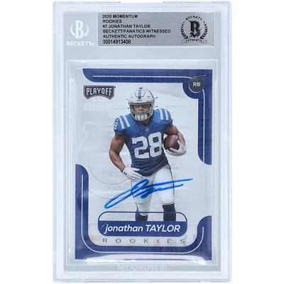 Jonathan Taylor Indianapolis Colts Autographed 2020 Panini Chronicles Playoff Momentum Red #M-7 #46/199 Beckett Fanatics Witnessed Authenticated Rookie Card