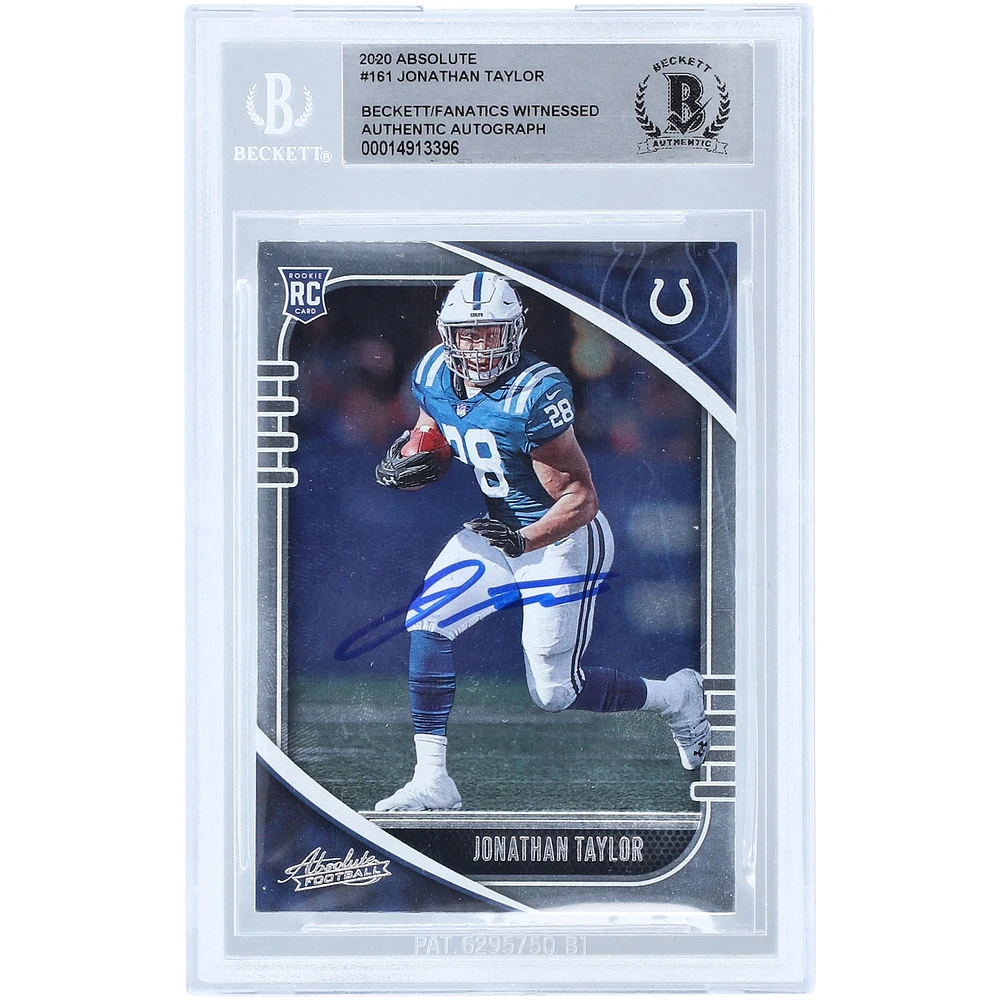 Jonathan Taylor Indianapolis Colts Autographed 2020 Panini Absolute #161 Beckett Fanatics Witnessed Authenticated Rookie Card