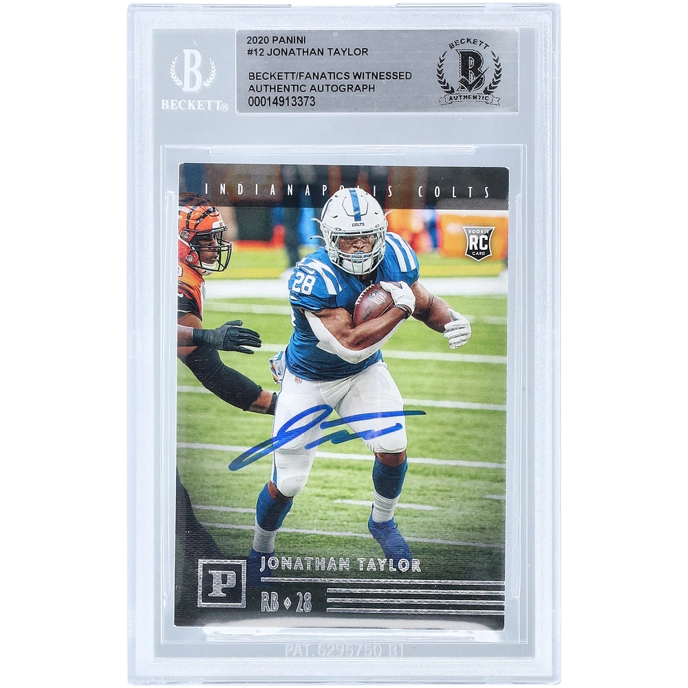 Jonathan Taylor Indianapolis Colts Autographed 2020 Panini Chronicles #PA-12 Beckett Fanatics Witnessed Authenticated Rookie Card