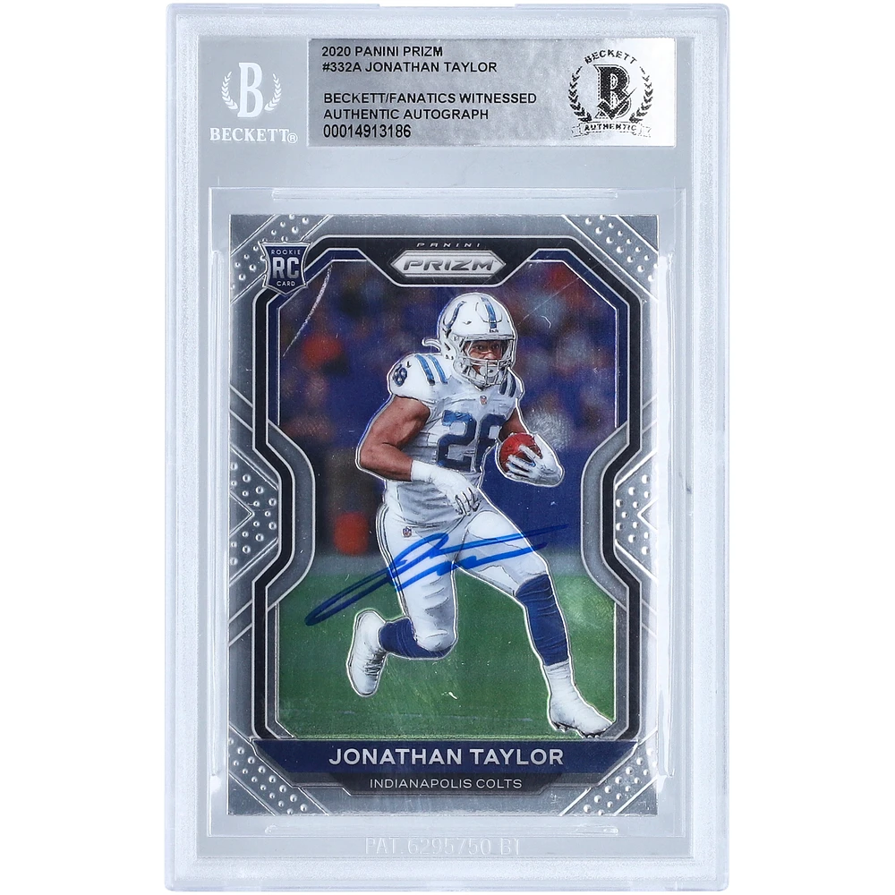 Jonathan Taylor Indianapolis Colts Autographed 2020 Panini Prizm #332 Beckett Fanatics Witnessed Authenticated Rookie Card