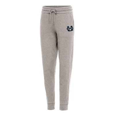 Women's Antigua Oatmeal Utah State Aggies Action Jogger Pants
