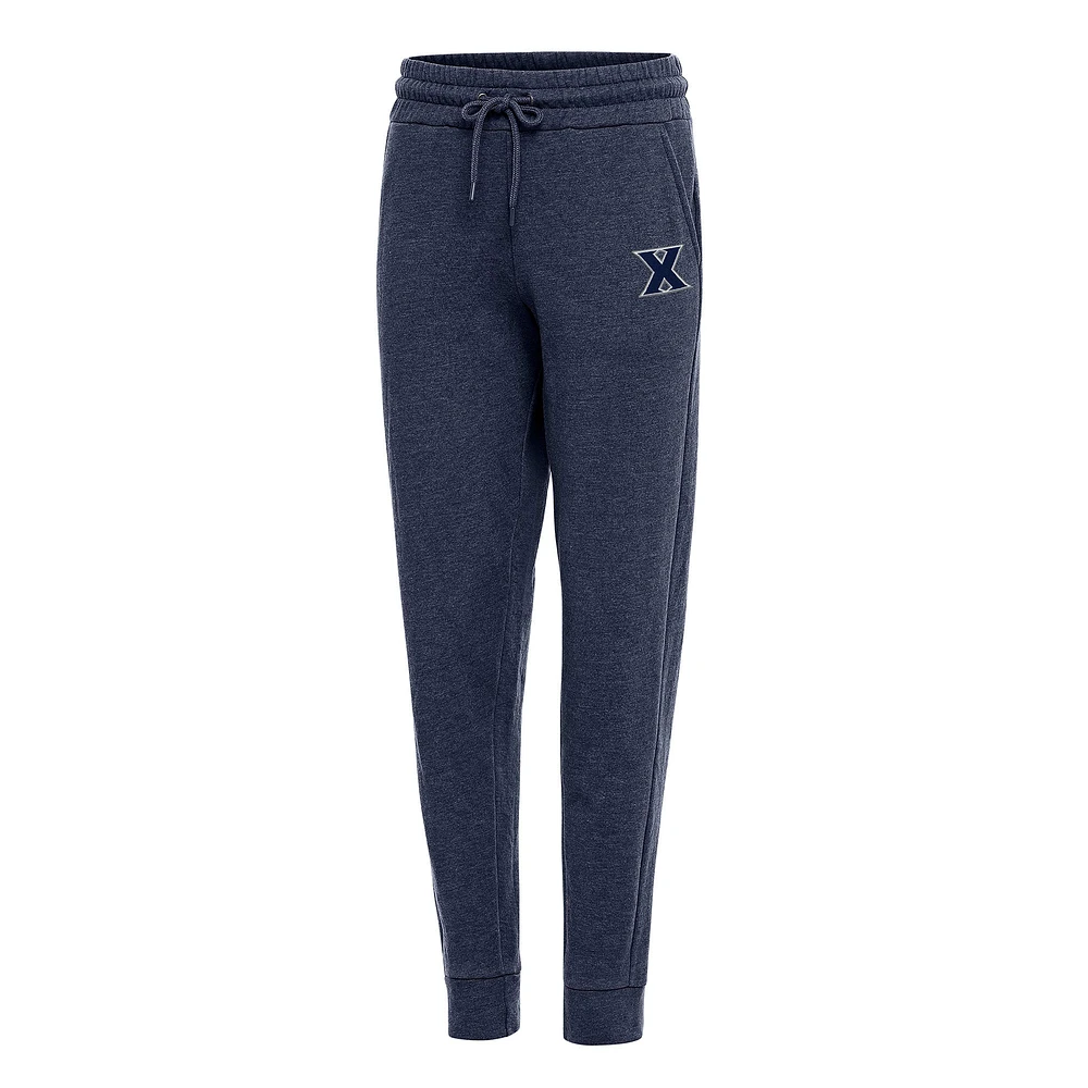 Women's Antigua Heather Navy Xavier Musketeers Action Jogger Pants
